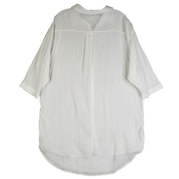 Tahari Shirt Top Womens Size XL White Linen Button Up Lagenlook Resort Beachy - Picture 3 of 10